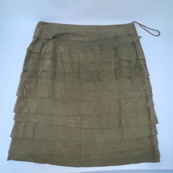 Ralph Lauren Black Label Brown Goat Suede Layered Skirt Size 4 - Picture 5 of 5